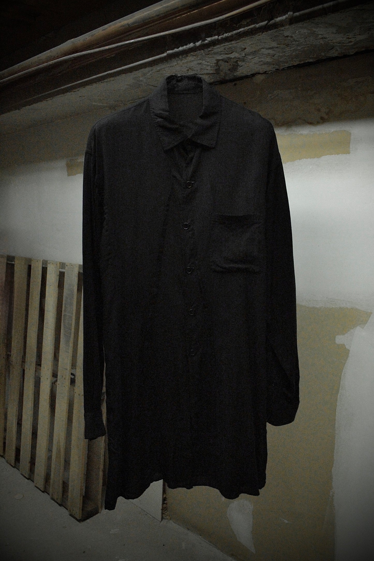 Yohji Yamamoto POUR HOMME SS22 Darted Cellulose Button-up Shirt | Archive Fashion Toronto