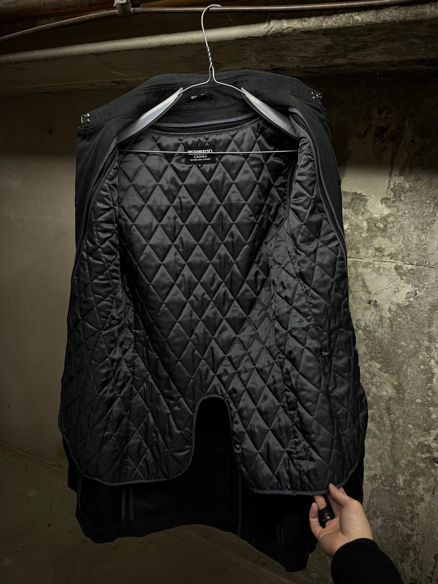 Tornado Mart Early 00s Quilt Lined Cotton Gaberdine Mac Coat