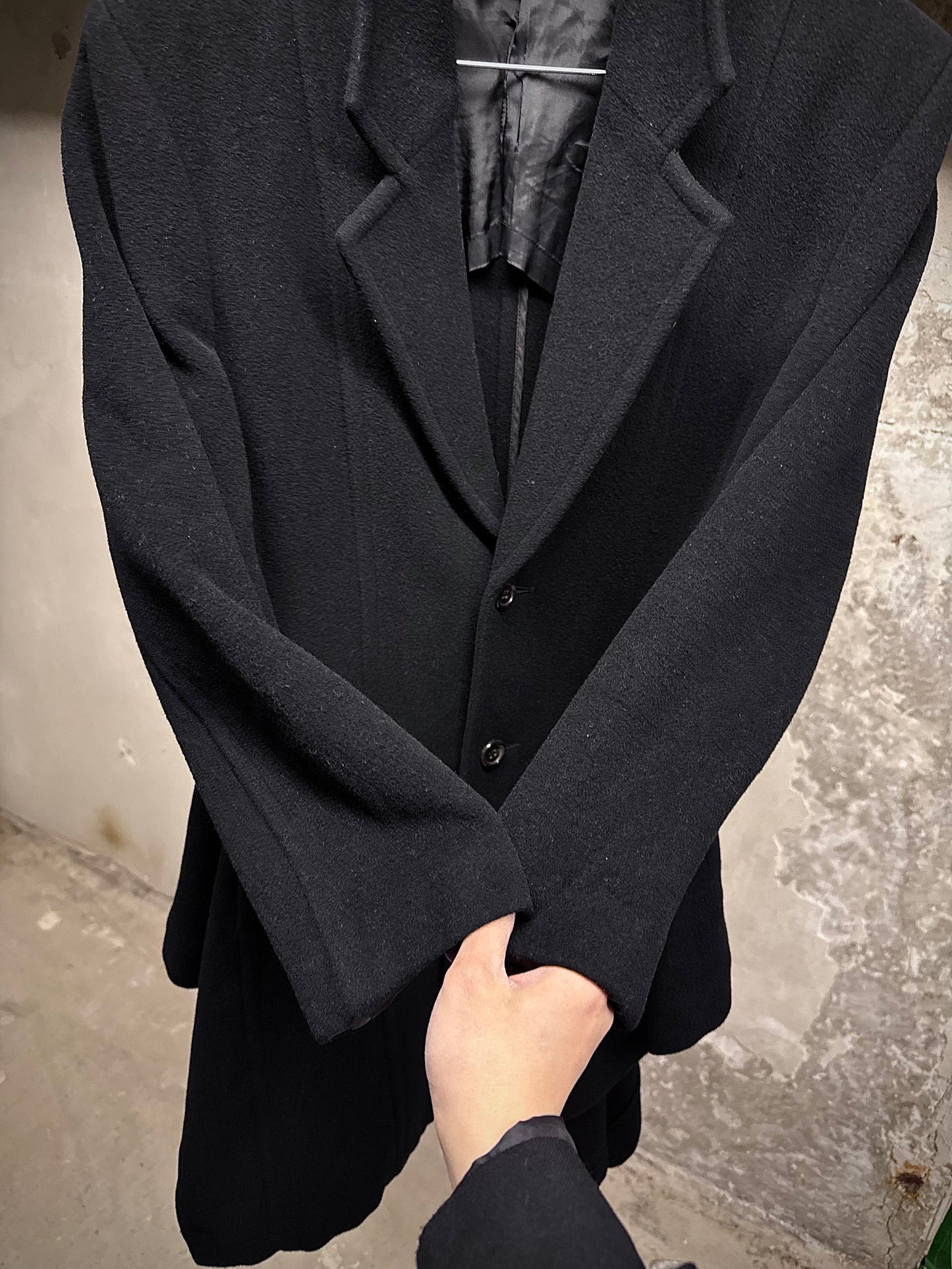 COMME des GARÇONS Late 80s Asymmetric Wool Victorian Tailcoat detail | DRIEW GARMENTS