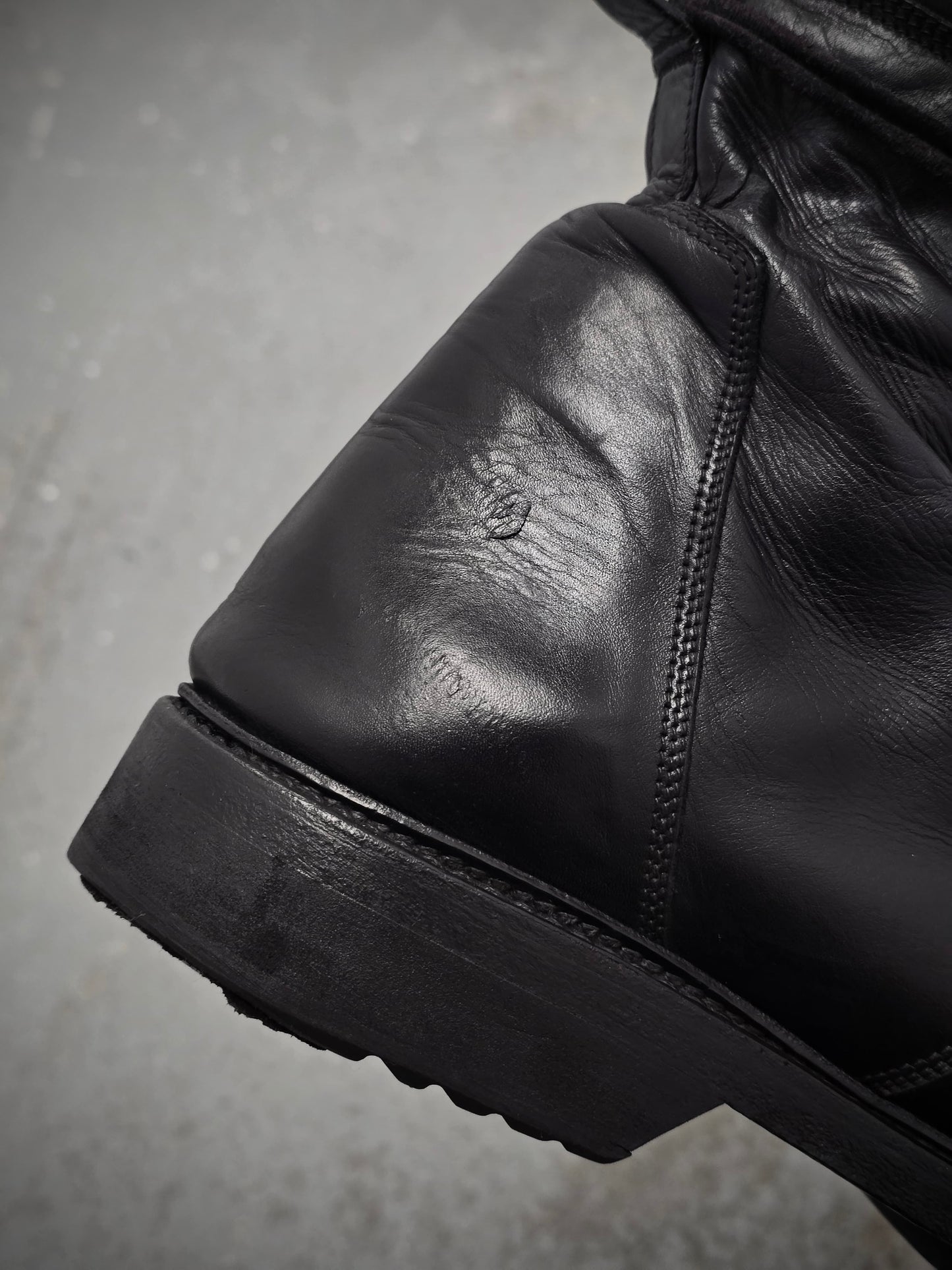 Rick Owens SS15 "FAUN" Goodyear Flex Calf Leather Side Zip Combat Boots