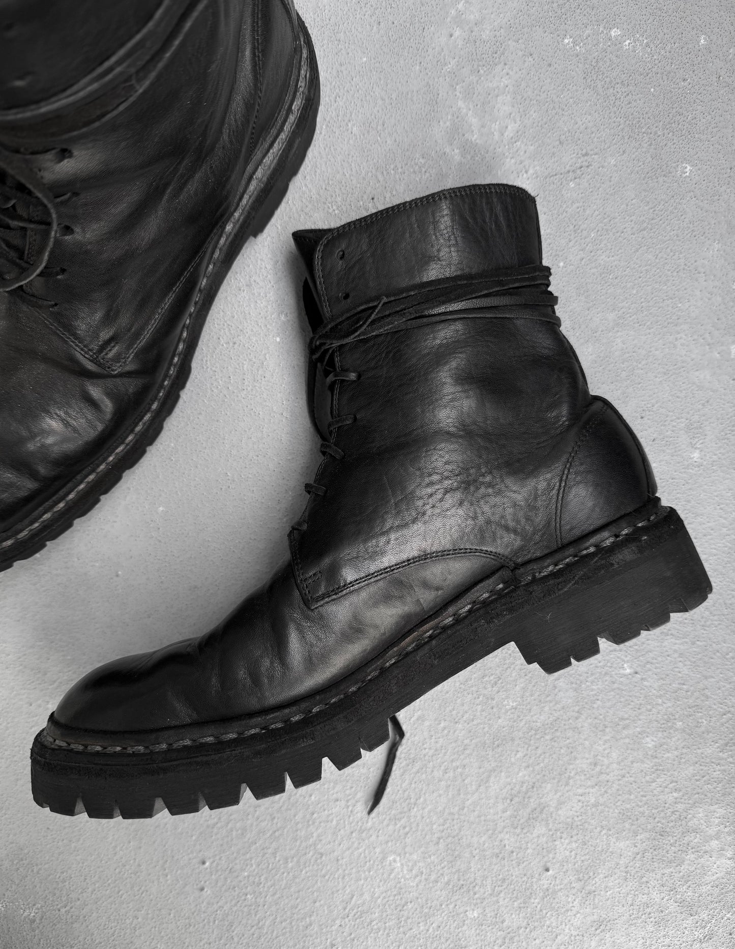 GUIDI ‘795V_N’ Black Horse Leather Lace-up Boots