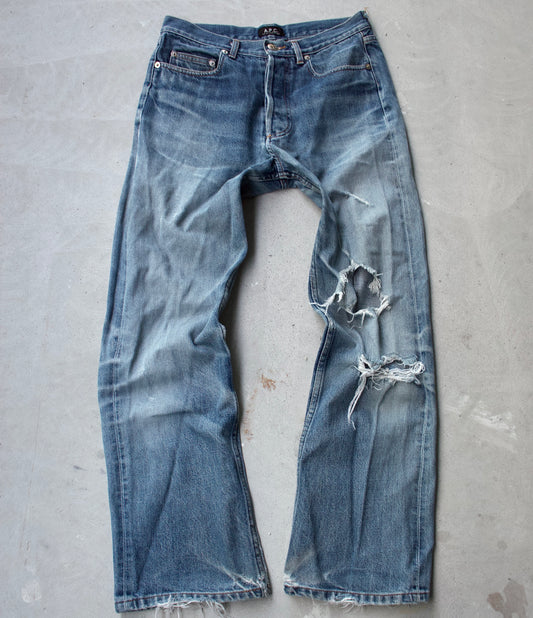 A.P.C Early 00s Distressed Straight Denim