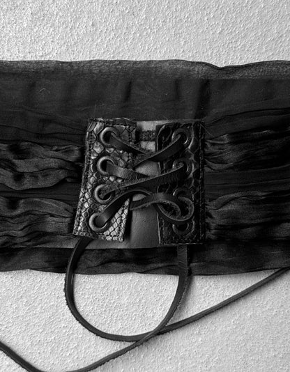 IfSixWasNine Early 00s Silk Corset Snakeskin ‘Cummer Belt’