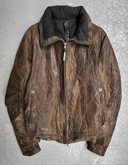 Isaac Sellam: “Experience” Brown Padded Lambskin Seamless Crasse-Pouille Spine Jacket