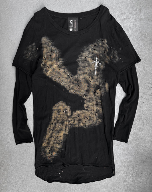 SWITCHBLADE Distressed Double Layer Long-sleeves