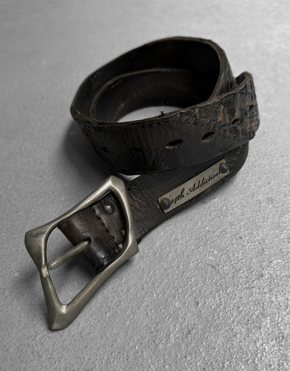 14thAddiction Early 00s Scar-stitch Crocodile Leather Belt