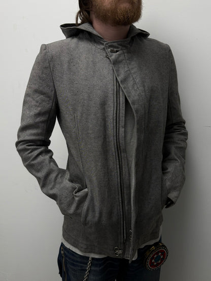 Carol Christian Poell AW97-98 Grey Hooded Zip-Up Denim Jacket