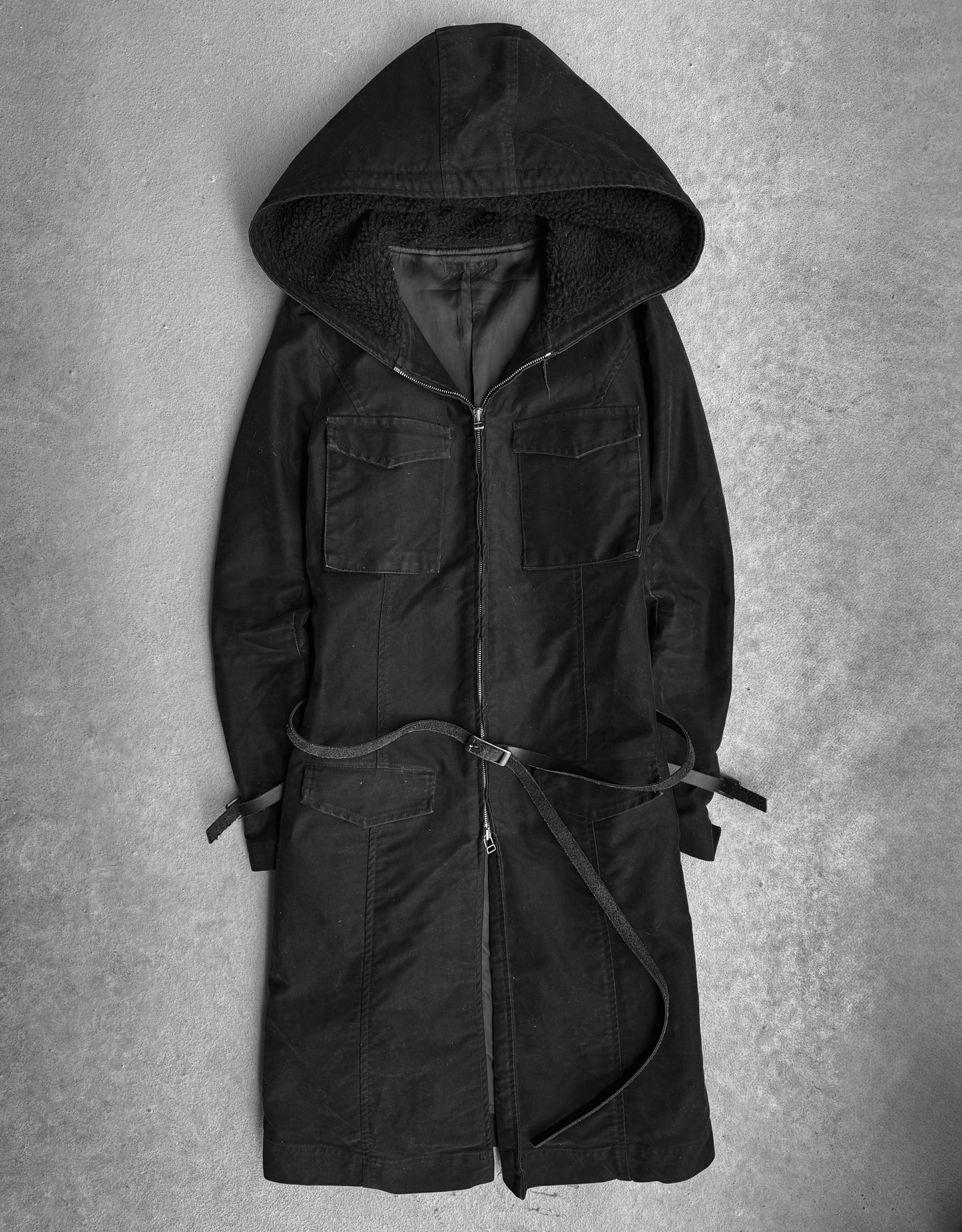 The Viridi-anne Moleskin Cotton Hooded Long Coat