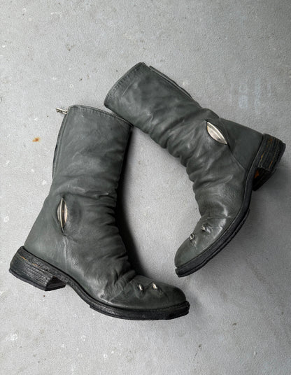 Carol Christian Poell ‘AM/2687P ROOMS-PTC/19’ Kangaroo Leather Titanium Prosthetic Tornado Zip Boots