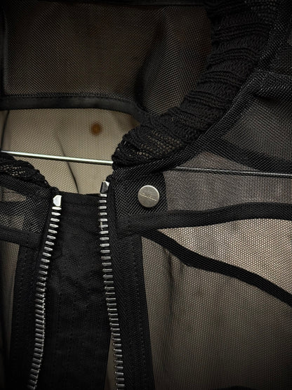 Rick Owens SS23 "EDFU" Silk-trimmed Sheer Collage Bomber Jacket detail | DRIEW GARMENTS