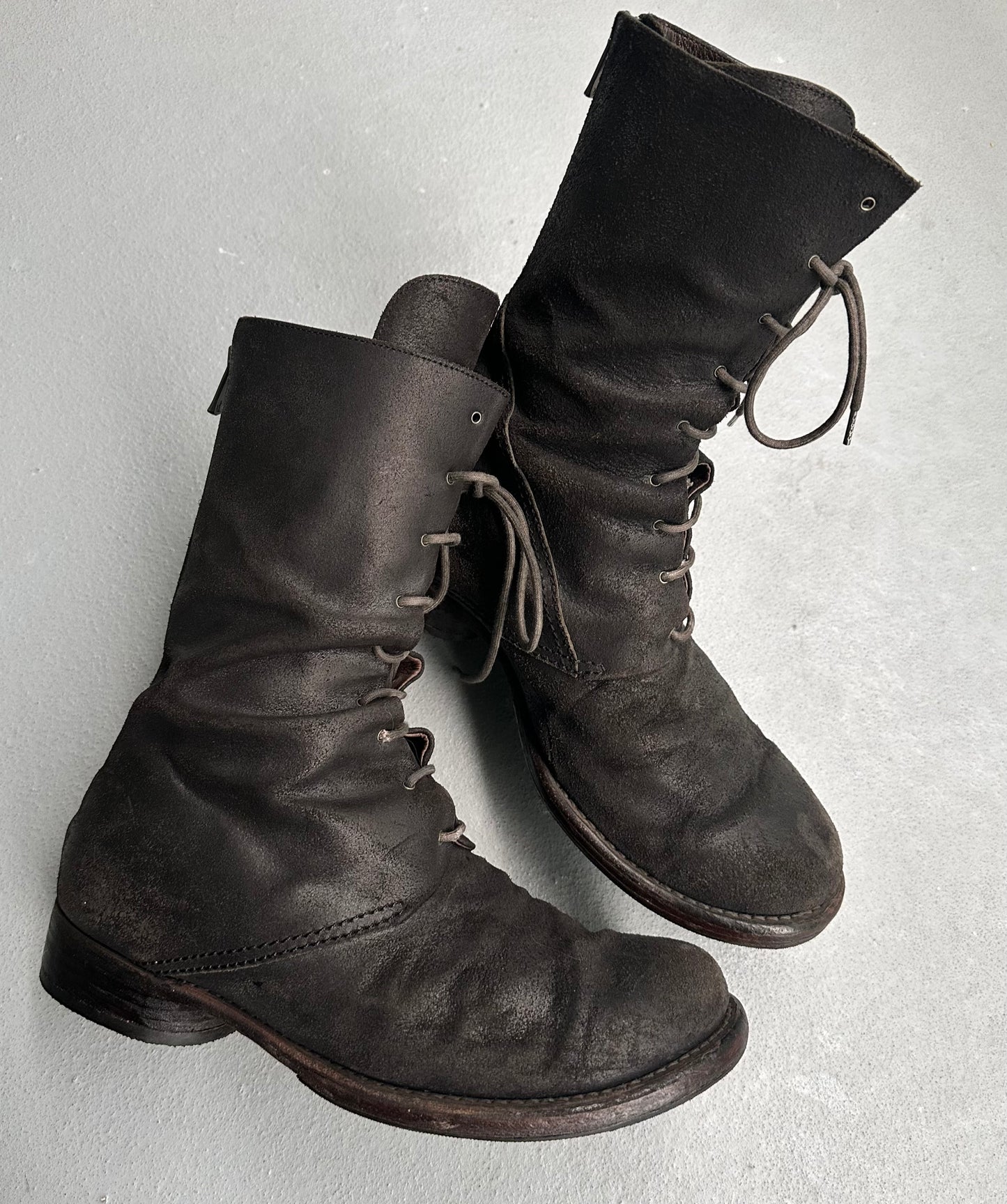 DEVOA Reverse Pig-Leather Back-zip Boots