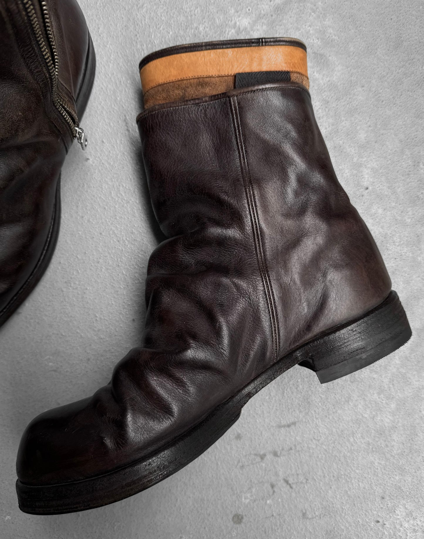 MiharaYasuhiro AW09 Brown Layered Leather Engineer Boots