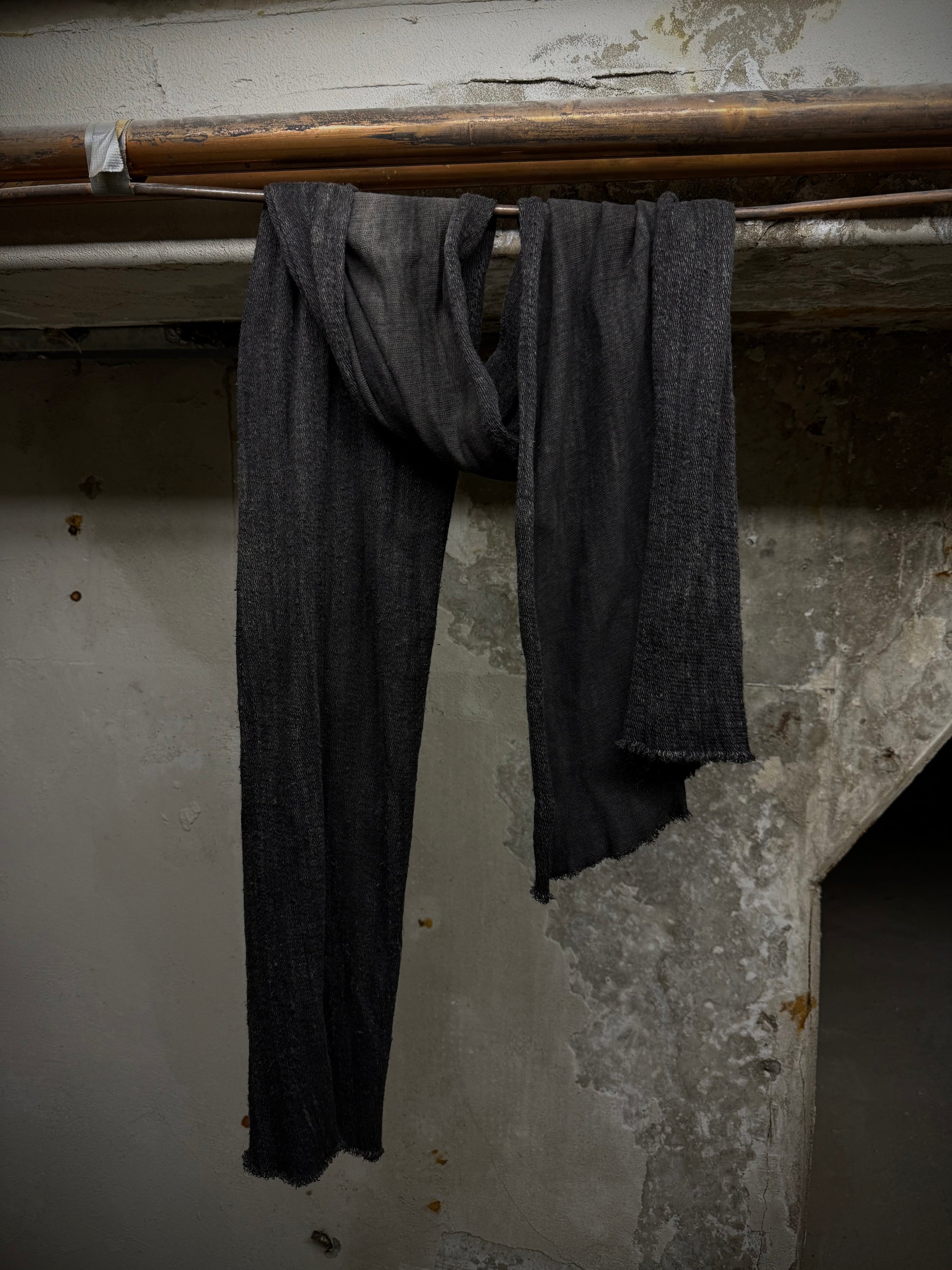 Lost and Found Ria Dunn Lost & Found by Ria Dunn 2010s Cold-dyed Wool Linen Frayed Edge Scarf | Archive Fashion Toronto