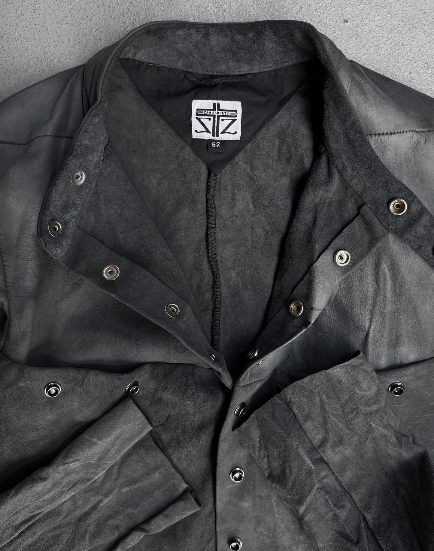 Zam Barrett SS25 Two-Toned Overlock Kangaroo ‘Faulted Shoulder 2.0’ Leather Jacket