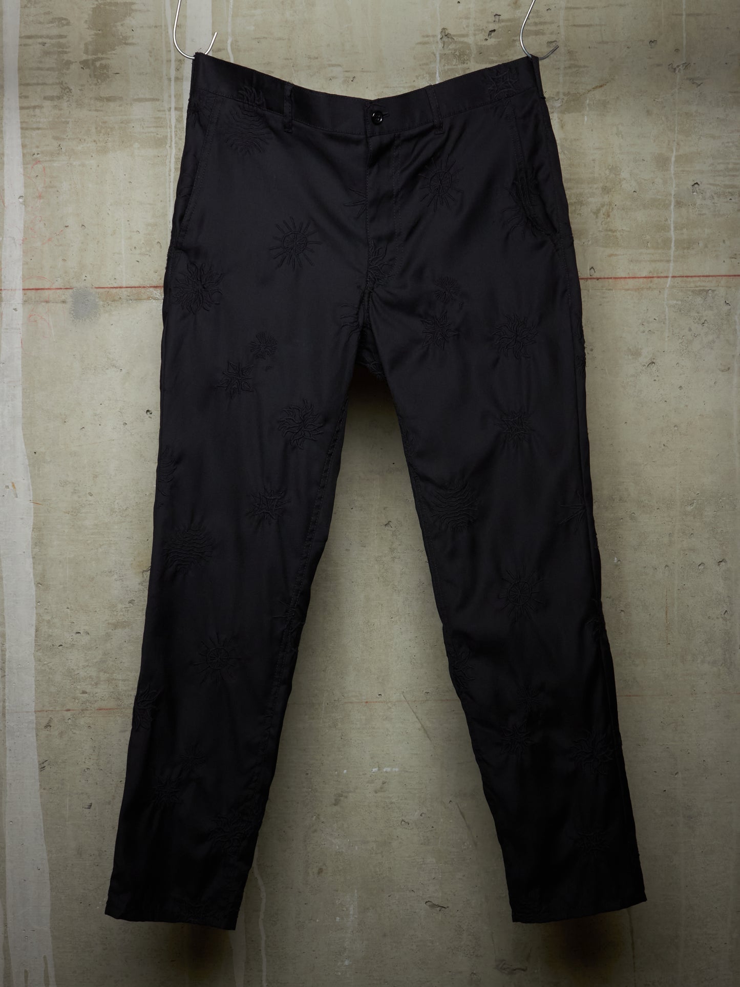 BLACK COMME des GARÇONS SS24 Black Sun Embroidered Wool Pants
