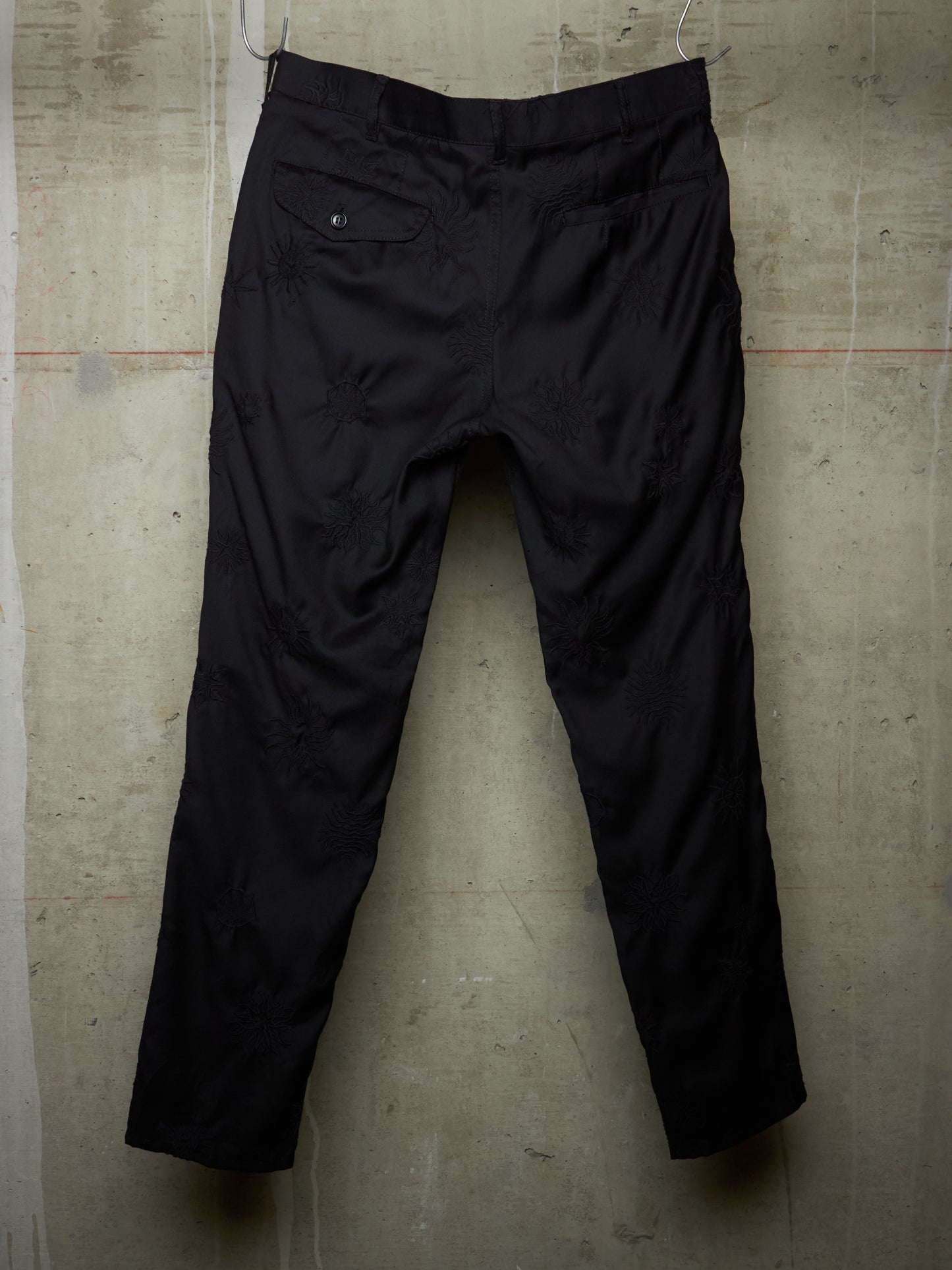 BLACK COMME des GARÇONS SS24 Black Sun Embroidered Wool Pants