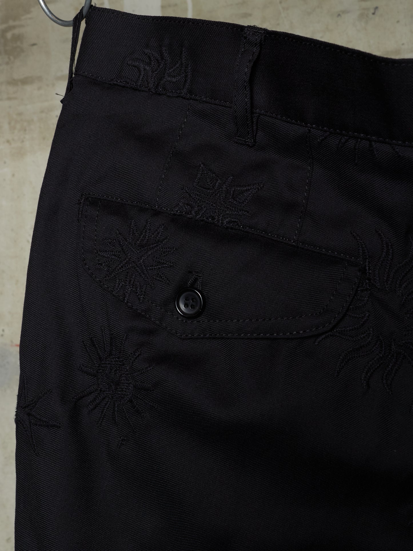 BLACK COMME des GARÇONS SS24 Black Sun Embroidered Wool Pants