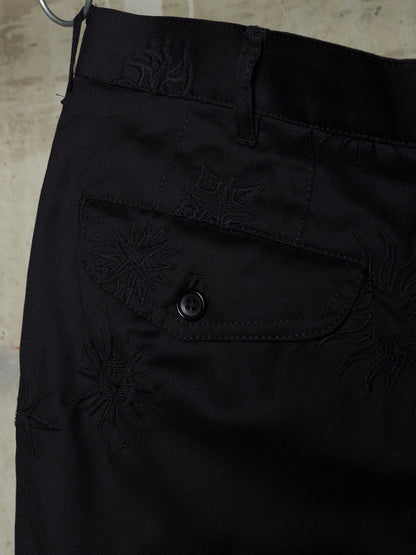 BLACK COMME des GARÇONS SS24 Black Sun Embroidered Wool Pants