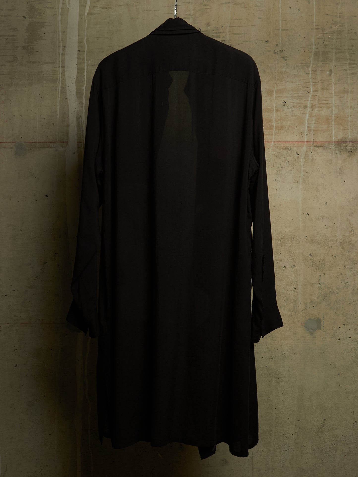 Yohji Yamamoto BLACK Scandal AW18 "Blood Stained Cat" Suzume Uchida Double Collar Geisha Print Longline Shirt
