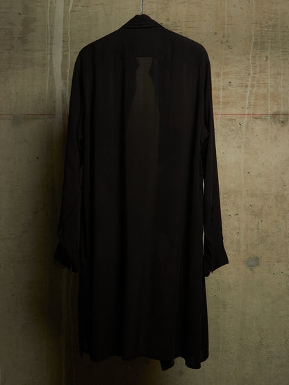 Yohji Yamamoto BLACK Scandal AW18 "Blood Stained Cat" Suzume Uchida Double Collar Geisha Print Longline Shirt