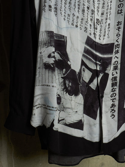 Yohji Yamamoto POUR HOMME BLACK Scandal SS19 Oversized Japanese Newspaper Print Shirt