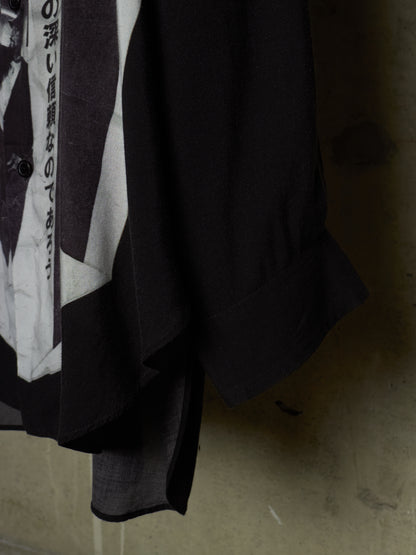 Yohji Yamamoto POUR HOMME BLACK Scandal SS19 Oversized Japanese Newspaper Print Shirt