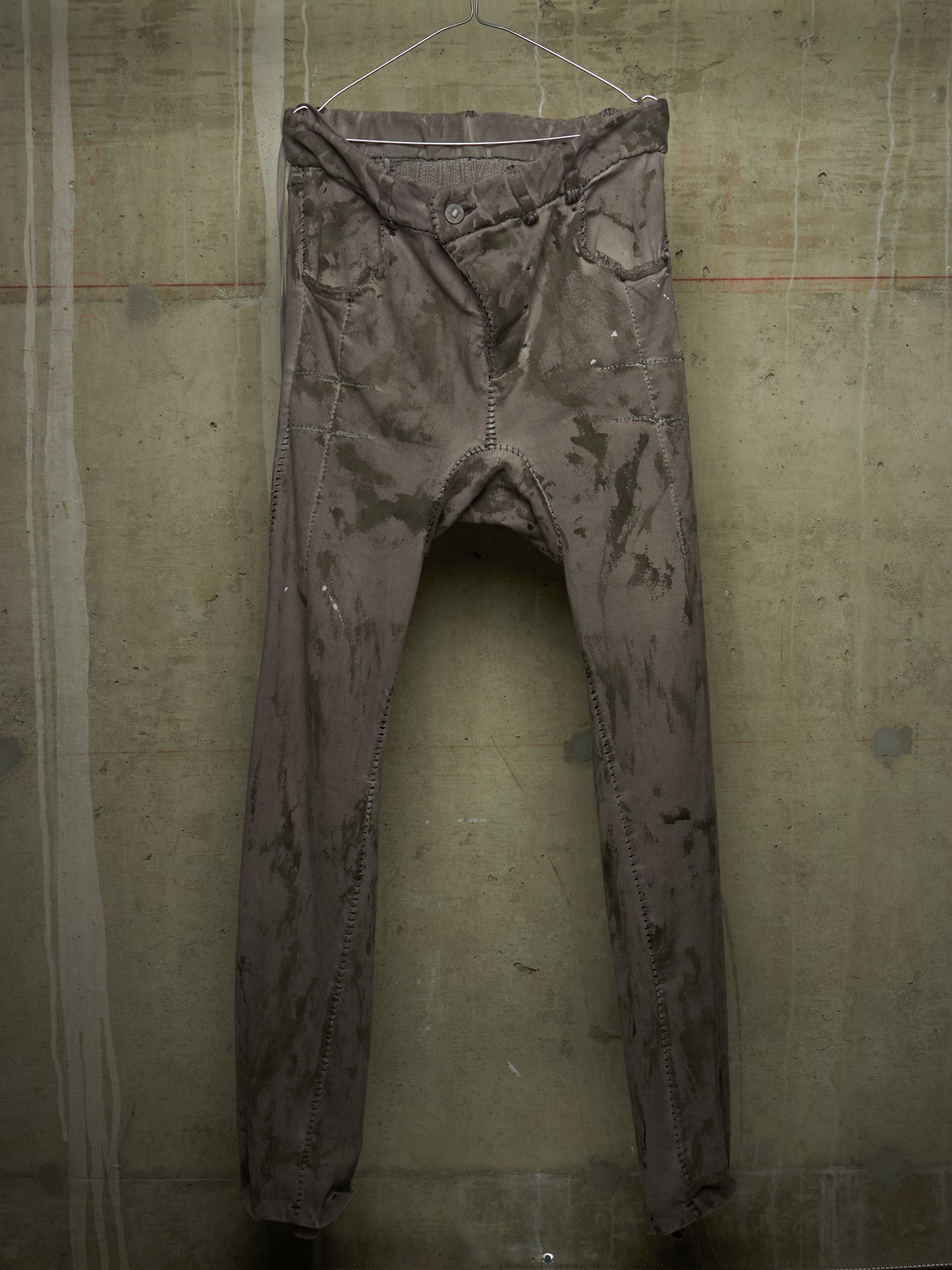 Boris Bidjan Saberi AW24 ‘P13.HS TF F1939’ Dirty Light Carbon Hand Stitch Vinyl Coated Denim