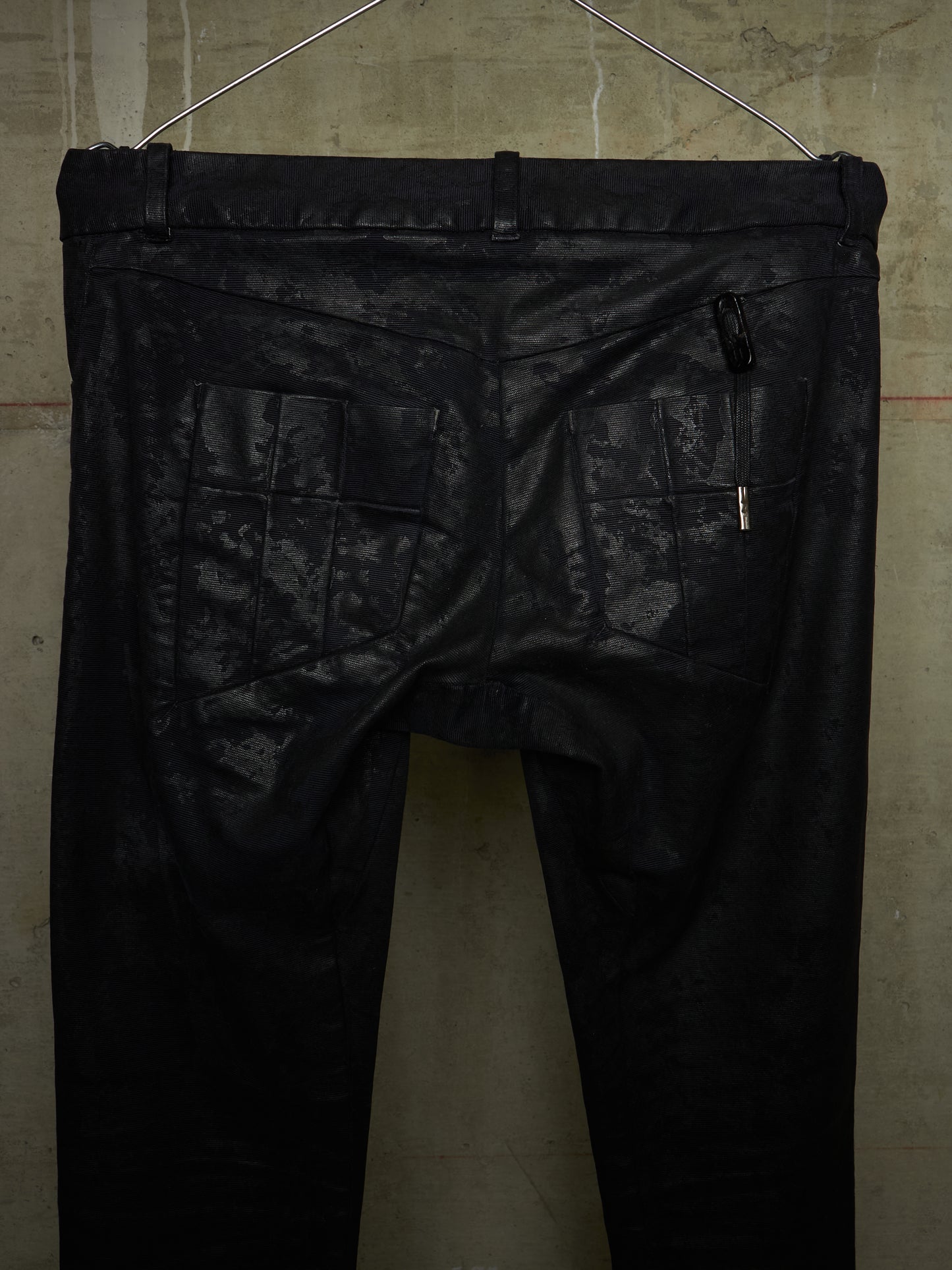 Boris Bidjan Saberi SS16 'WP2 F1405K' Black Object-Dyed Vinyl Processed Skinny Stretch Denim