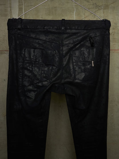 Boris Bidjan Saberi SS16 'WP2 F1405K' Black Object-Dyed Vinyl Processed Skinny Stretch Denim