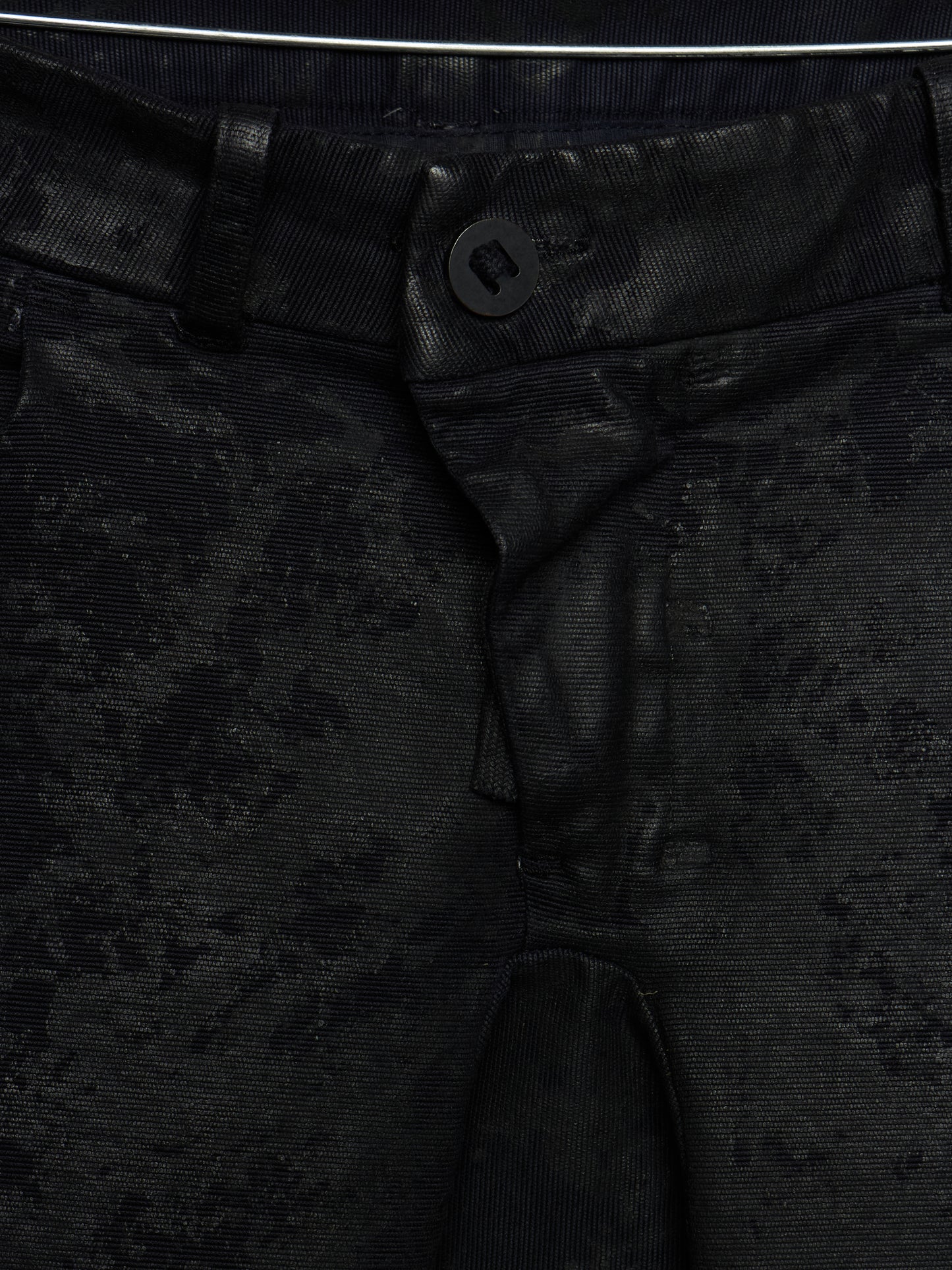 Boris Bidjan Saberi SS16 'WP2 F1405K' Black Object-Dyed Vinyl Processed Skinny Stretch Denim