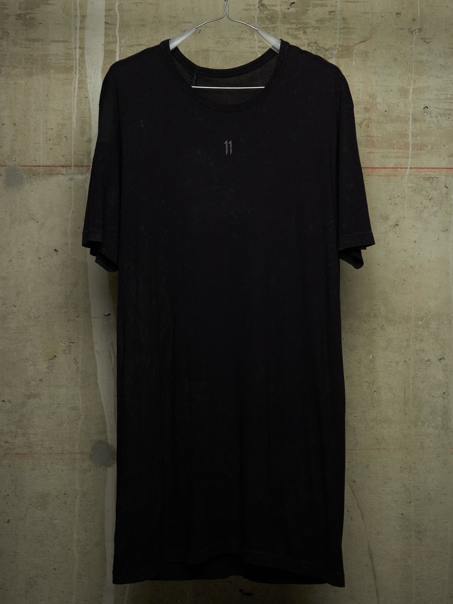 11 by Boris Bidjan Saberi Overlock Vinyl Treated Logo Embroidered Longline T-shirt