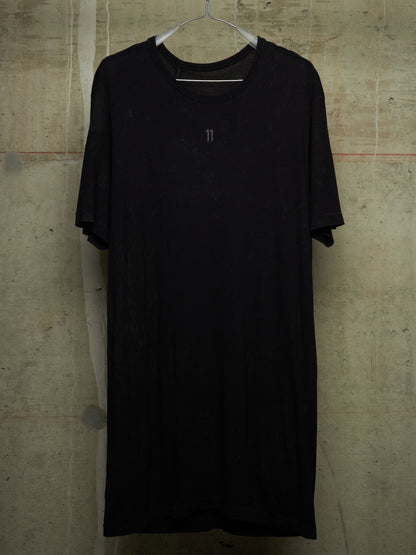 11 by Boris Bidjan Saberi Overlock Vinyl Treated Logo Embroidered Longline T-shirt