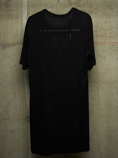 11 by Boris Bidjan Saberi Overlock Vinyl Treated Logo Embroidered Longline T-shirt