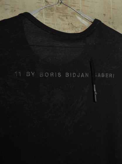11 by Boris Bidjan Saberi Overlock Vinyl Treated Logo Embroidered Longline T-shirt