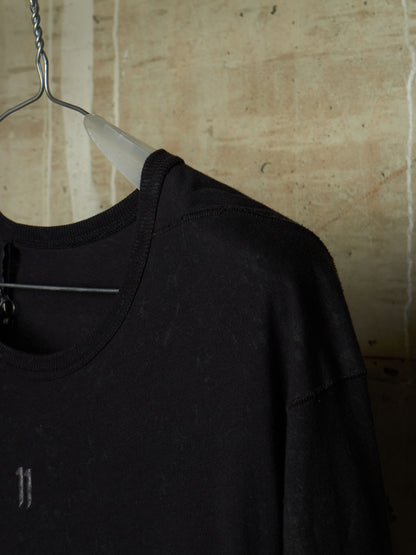 11 by Boris Bidjan Saberi Overlock Vinyl Treated Logo Embroidered Longline T-shirt