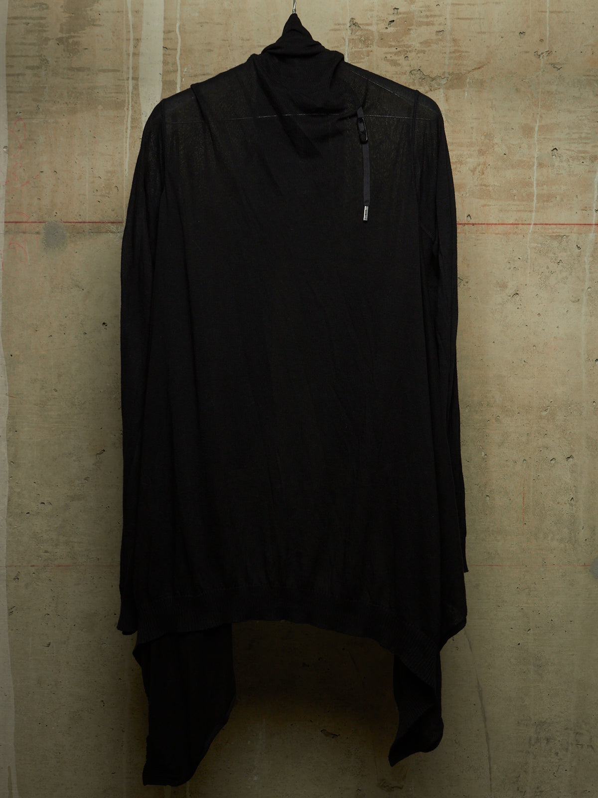 Boris Bidjan Saberi 2010s 'KN6' Black Piece-dyed Cotton Open Front Hooded Cardigan