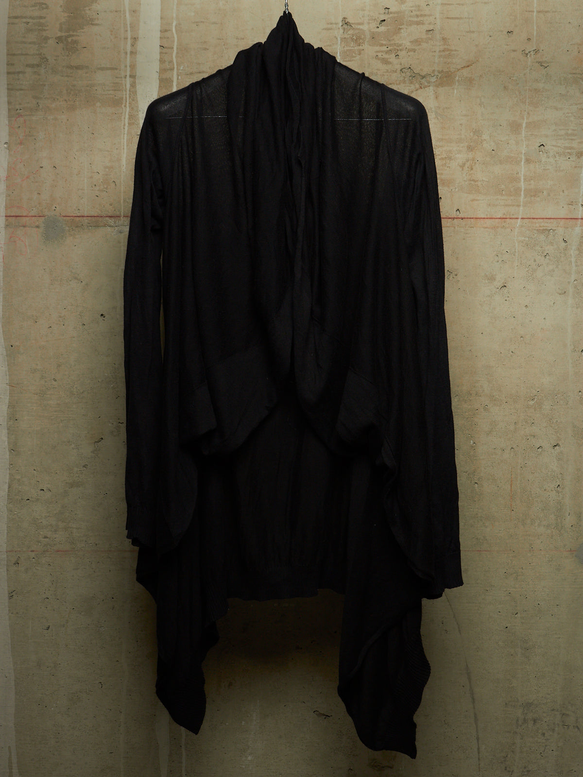 Boris Bidjan Saberi 2010s 'KN6' Black Piece-dyed Cotton Open Front Hooded Cardigan