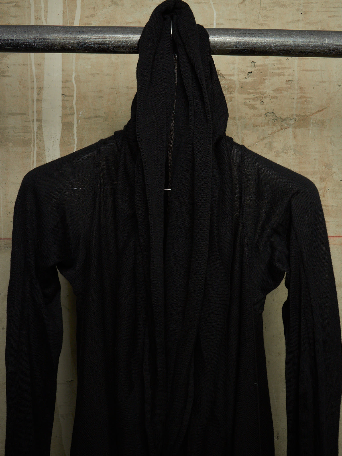 Boris Bidjan Saberi 2010s 'KN6' Black Piece-dyed Cotton Open Front Hooded Cardigan
