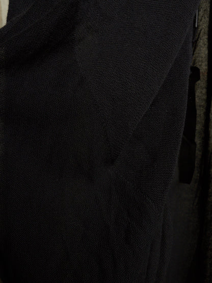 Boris Bidjan Saberi 2010s 'KN6' Black Piece-dyed Cotton Open Front Hooded Cardigan