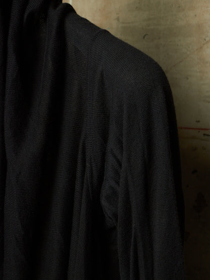 Boris Bidjan Saberi 2010s 'KN6' Black Piece-dyed Cotton Open Front Hooded Cardigan