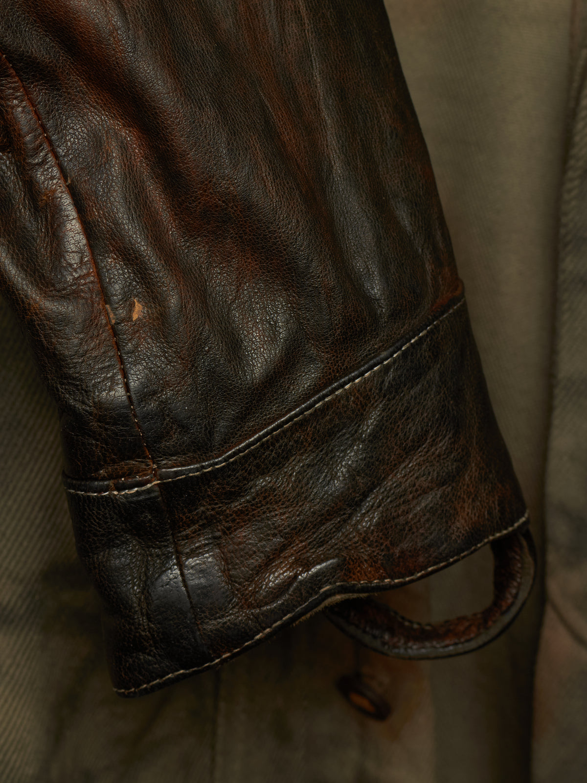 Boris Bidjan Saberi 2010s 'TEJANA 1' Hybrid Rustic Grey Cotton Twill Brown Kangaroo Leather Sleeve Jacket