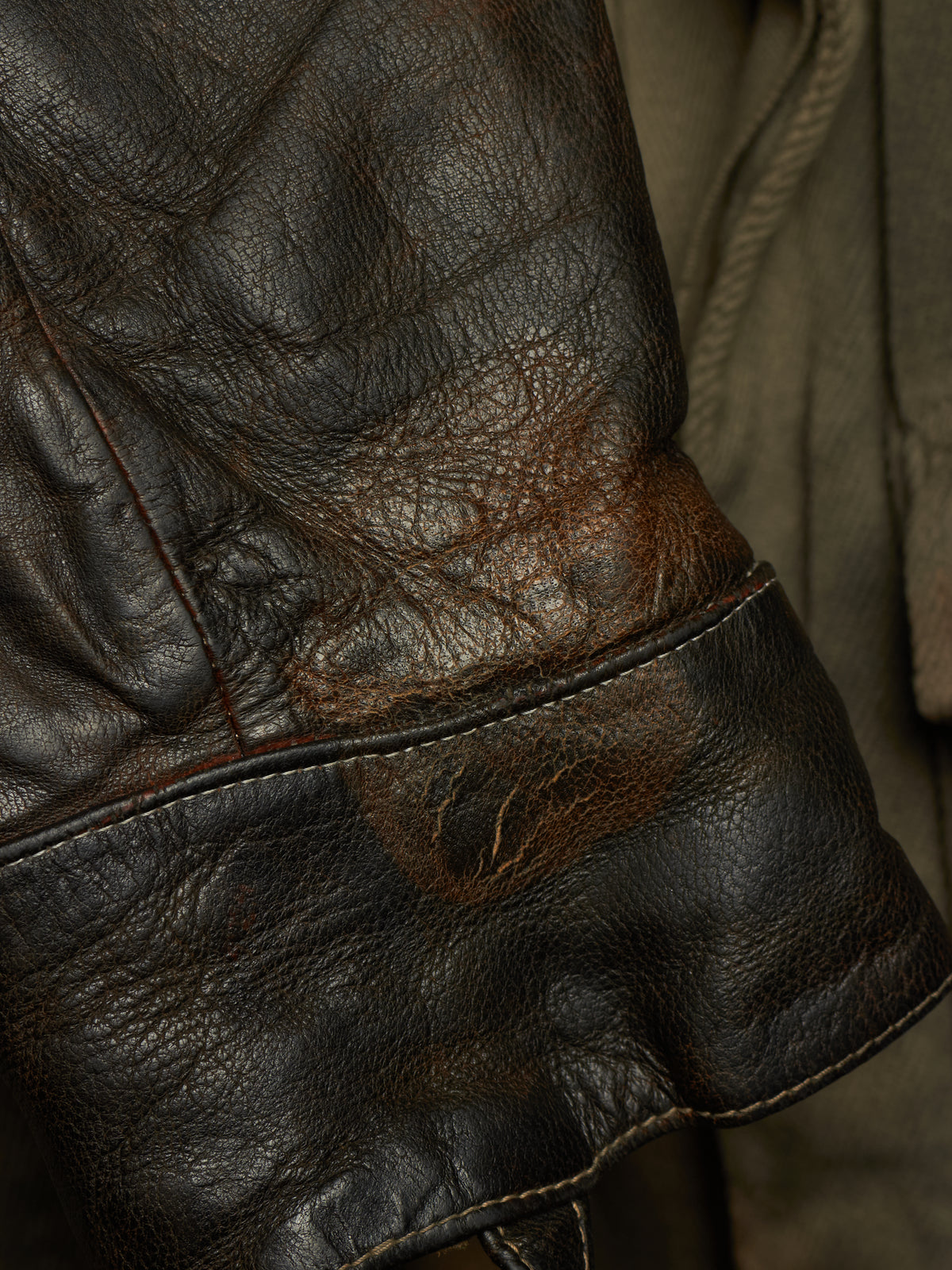 Boris Bidjan Saberi 2010s 'TEJANA 1' Hybrid Rustic Grey Cotton Twill Brown Kangaroo Leather Sleeve Jacket