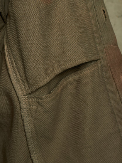 Boris Bidjan Saberi 2010s 'TEJANA 1' Hybrid Rustic Grey Cotton Twill Brown Kangaroo Leather Sleeve Jacket