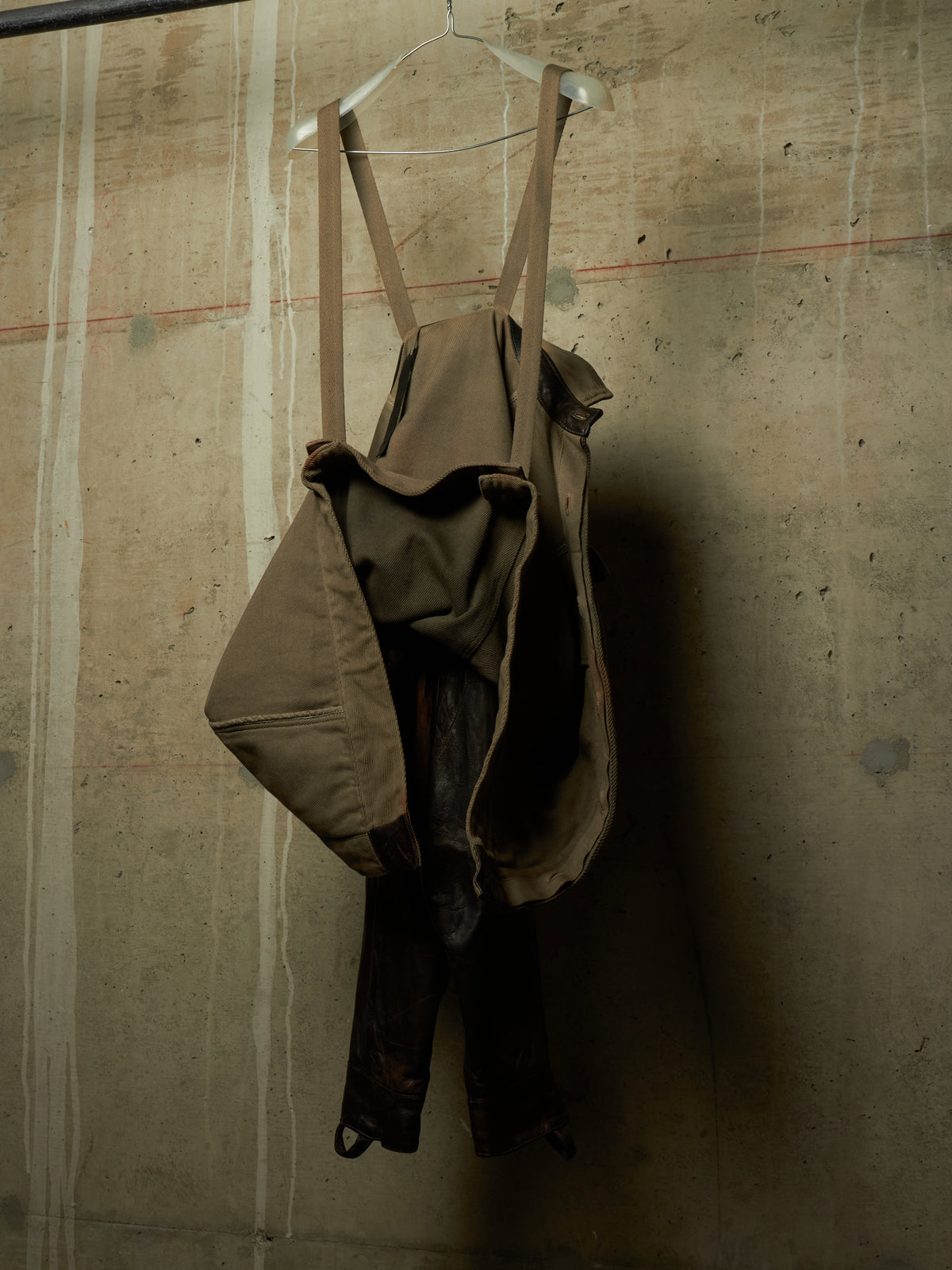 Boris Bidjan Saberi 2010s 'TEJANA 1' Hybrid Rustic Grey Cotton Twill Brown Kangaroo Leather Sleeve Jacket