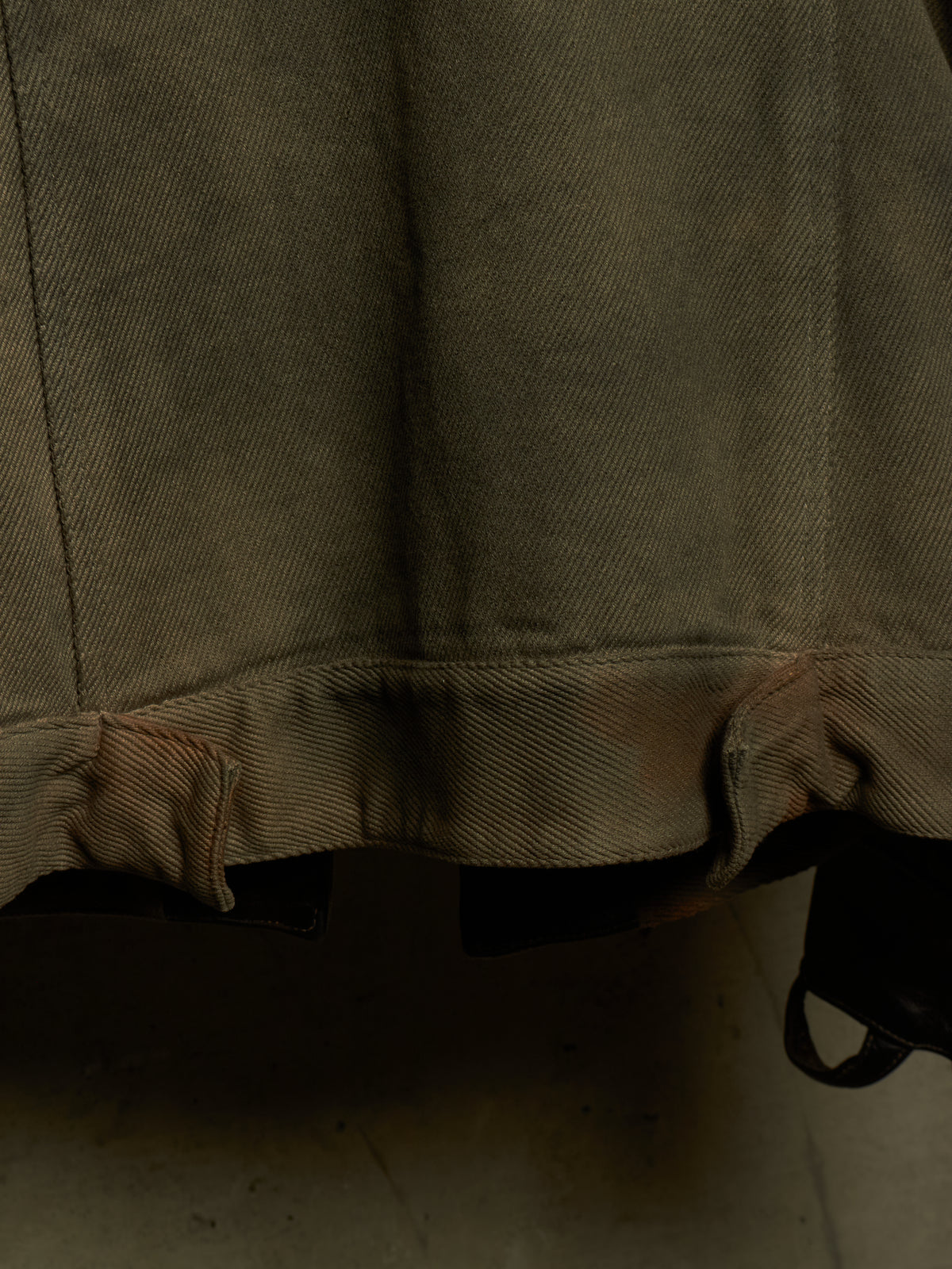 Boris Bidjan Saberi 2010s 'TEJANA 1' Hybrid Rustic Grey Cotton Twill Brown Kangaroo Leather Sleeve Jacket