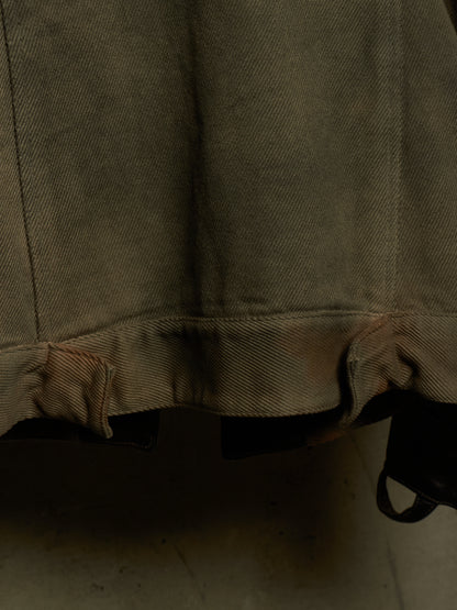Boris Bidjan Saberi 2010s 'TEJANA 1' Hybrid Rustic Grey Cotton Twill Brown Kangaroo Leather Sleeve Jacket