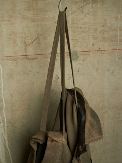 Boris Bidjan Saberi 2010s 'TEJANA 1' Hybrid Rustic Grey Cotton Twill Brown Kangaroo Leather Sleeve Jacket