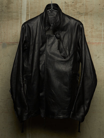 Boris Bidjan Saberi AW11-12 'J3-F211' Black Oil Finished Lamb Leather Jacket