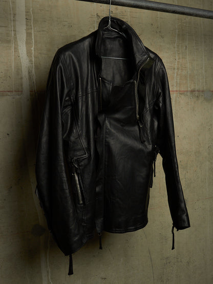 Boris Bidjan Saberi AW11-12 'J3-F211' Black Oil Finished Lamb Leather Jacket