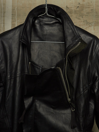 Boris Bidjan Saberi AW11-12 'J3-F211' Black Oil Finished Lamb Leather Jacket